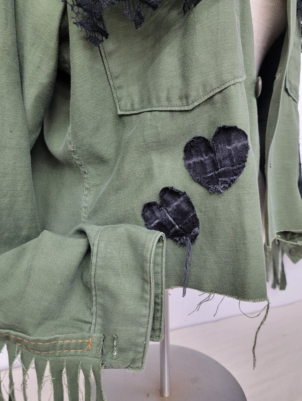 Grateful Dead US Army Military Fringe Jacket - Upcycled - Picture 8 of 11